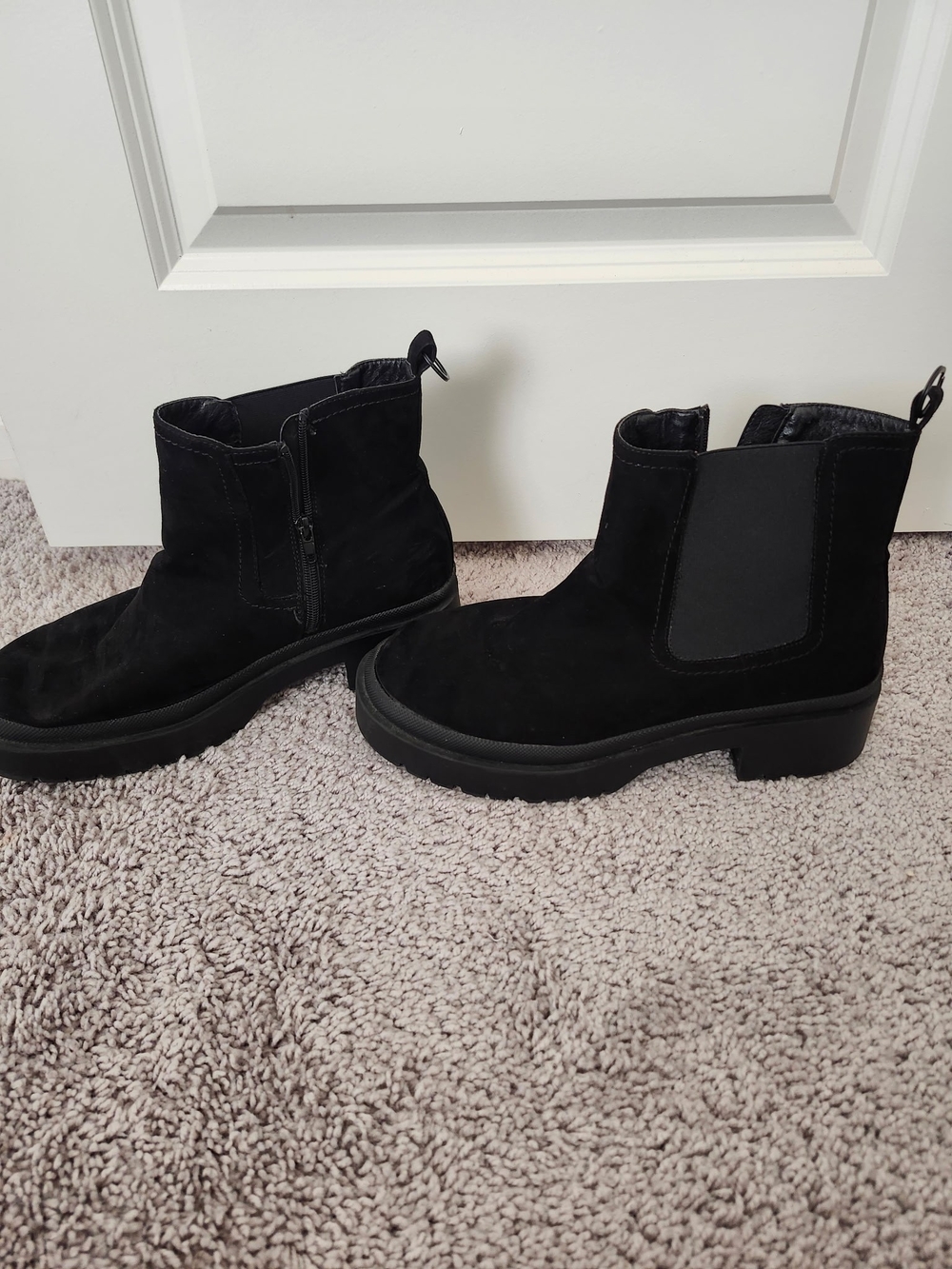 lukka Black Suede Chelsea Booties with Chunky Sole
